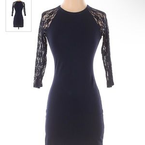 Express Navy Dress with Lace Sleeves - Size S